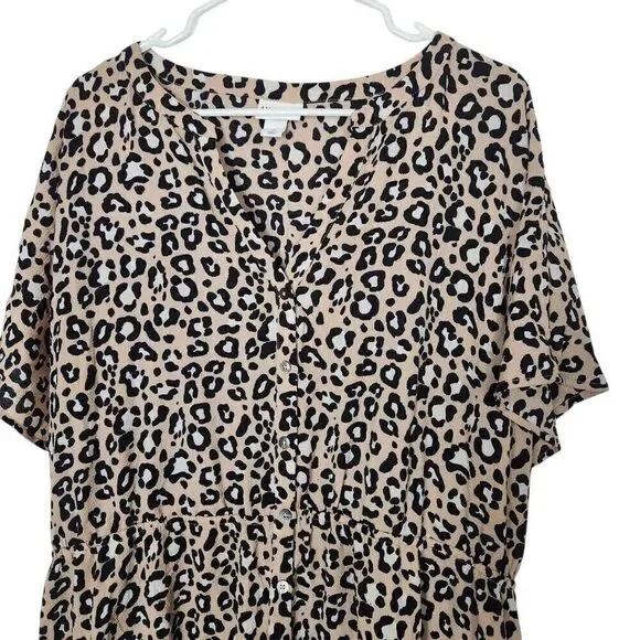 Ava & Viv animal print v neck knit dress pockets Size 1X leopard - Picture 2 of 6